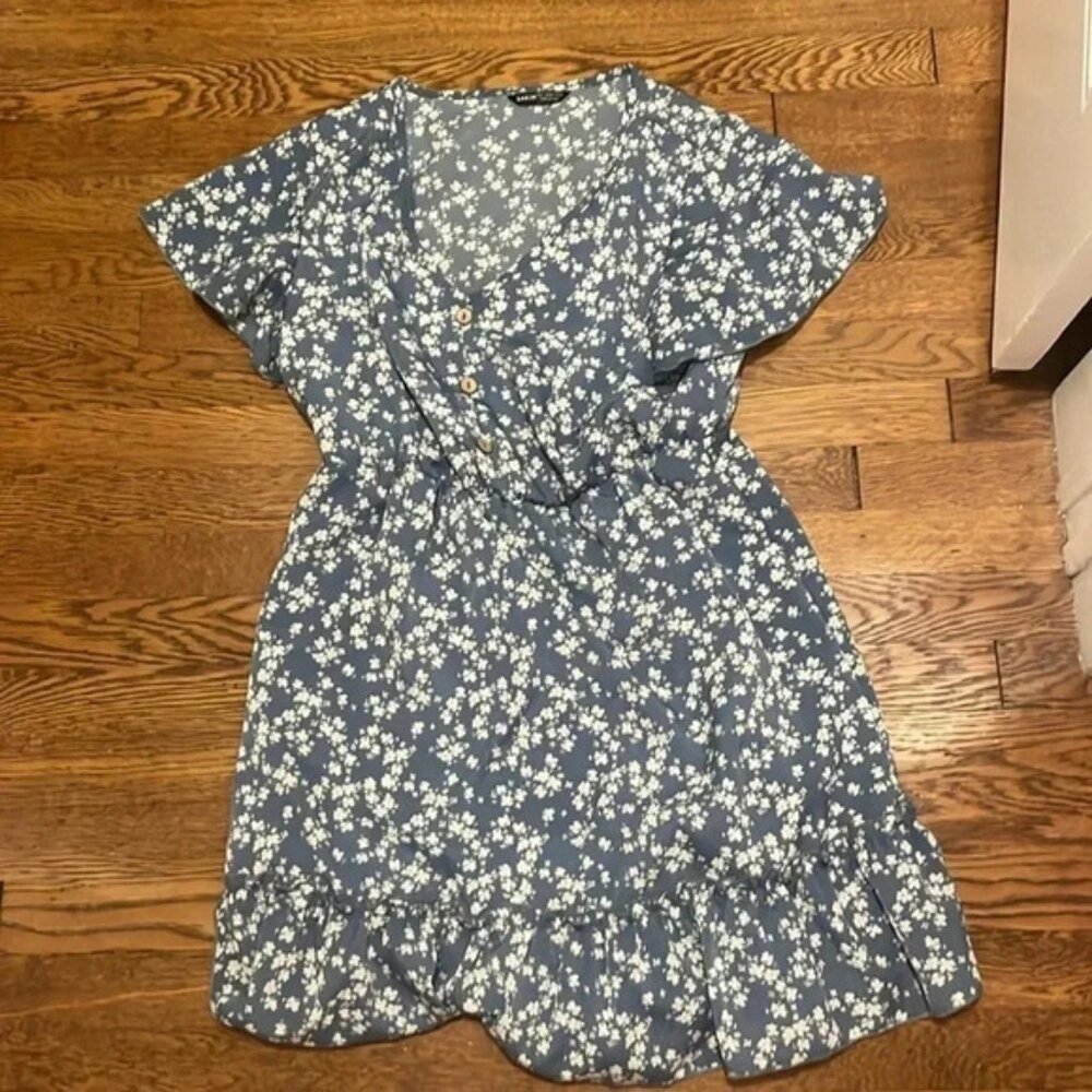 🔥Blue and white flower dress